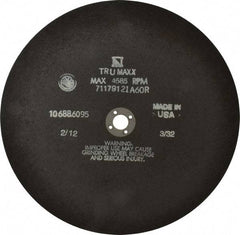 Tru-Maxx - 10" 46 Grit Aluminum Oxide Cutoff Wheel - 3/32" Thick, 5/8" Arbor, 3,629 Max RPM, Use with Stationary Tools - Americas Industrial Supply