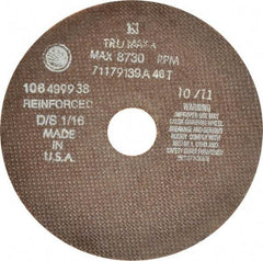 Tru-Maxx - 7" 46 Grit Aluminum Oxide Cutoff Wheel - 1/16" Thick, 1-1/4" Arbor, 6,731 Max RPM, Use with Stationary Tools - Americas Industrial Supply