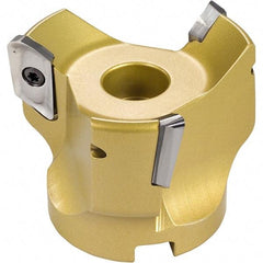 Iscar - 4 Inserts, 4" Cut Diam, 1-1/2" Arbor Diam, 0.807" Max Depth of Cut, Indexable Square-Shoulder Face Mill - 0/90° Lead Angle, 2" High, HM90 APCR 2206.. Insert Compatibility, Through Coolant, Series Helialu - Americas Industrial Supply