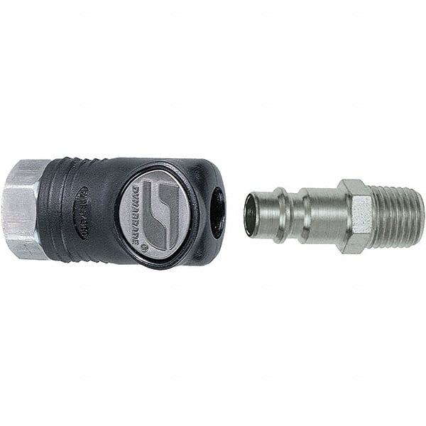 Dynabrade - 2 Piece 1/4" Body 1/4 NPT 150 psi Composite Industrial Pneumatic Coupling Plug Set - Americas Industrial Supply