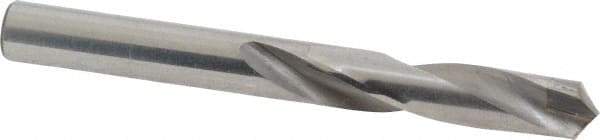 Made in USA - 19/64" 118° Spiral Flute Carbide-Tipped Screw Machine Drill Bit - Bright Finish, Right Hand Cut, 1-5/8" Flute Length, 2-13/16" OAL, Standard Point, Straight Shank - Americas Industrial Supply