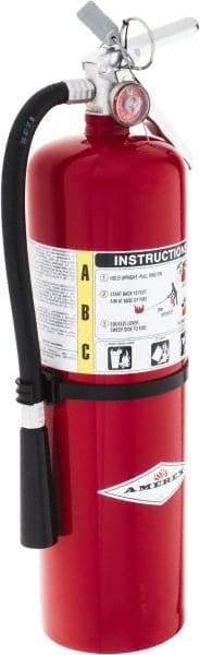 Amerex - 4-A:80B:C Rated, Dry Chemical Fire Extinguisher - 10Lb, 5" Diam x 20" High, 21' Discharge in 20 sec, Steel Cylinder - Americas Industrial Supply