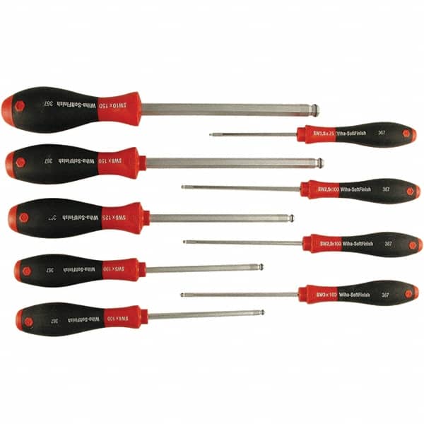 Wiha - 9 Piece Ball Hex Screwdriver Set - Comes in Box - Americas Industrial Supply
