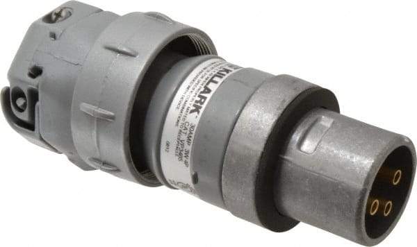 Hubbell Killark - 4 Pole, 3 Pin Cofiguration, NEMA 4X, 30 Amp Plug - 250 VDC, 600 VAC, Self Grounding - Americas Industrial Supply