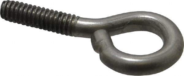 Gibraltar - 1/4-20, Stainless Steel Wire Turned Open Eye Bolt - 7/8" Thread Length, 1/2" ID x 15/16" OD, 1" Shank Length - Americas Industrial Supply