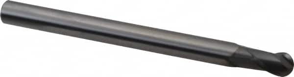 OSG - 8mm Diam, 12mm LOC, 2 Flute Solid Carbide Ball End Mill - WXS Finish, Single End, 100mm OAL, 8mm Shank Diam, Spiral Flute - Americas Industrial Supply