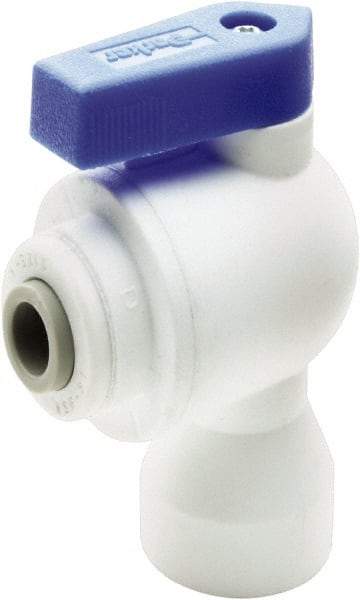 Parker - 1/4" Pipe, Full Port, Polypropylene Valve Female Elbow Ball Valve - Bi-Directional, Push-to-Connect x FNPT Ends, Wedge Handle, 150 WOG - Americas Industrial Supply