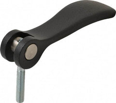 KIPP - #10-32, 0.71" Hub Diam, Black Powder Coat Cast Aluminum Adjustable Clamping Handle - 0.78" Stud Length - Americas Industrial Supply