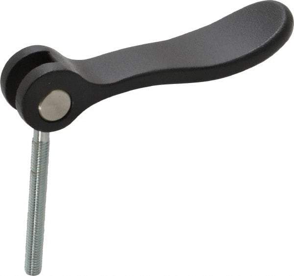 KIPP - #10-32, 0.71" Hub Diam, Black Powder Coat Cast Aluminum Adjustable Clamping Handle - 1.57" Stud Length - Americas Industrial Supply