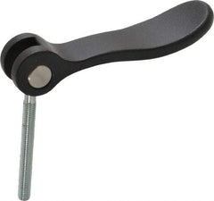 KIPP - #10-32, 0.71" Hub Diam, Black Powder Coat Cast Aluminum Adjustable Clamping Handle - 1.57" Stud Length - Americas Industrial Supply