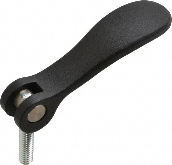 KIPP - 1/4-20, 0.71" Hub Diam, Black Powder Coat Cast Aluminum Adjustable Clamping Handle - 0.78" Stud Length - Americas Industrial Supply