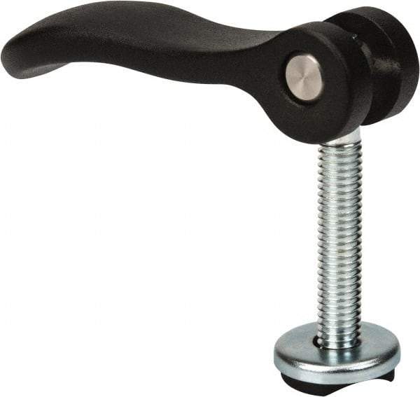 KIPP - 3/8-16, 1.06" Hub Diam, Black Powder Coat Cast Aluminum Adjustable Clamping Handle - 1.96" Stud Length - Americas Industrial Supply