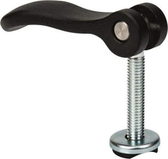 KIPP - 3/8-16, 1.06" Hub Diam, Black Powder Coat Cast Aluminum Adjustable Clamping Handle - 1.96" Stud Length - Americas Industrial Supply