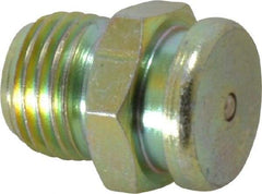 PRO-LUBE - Straight Head Angle, 1/4-18 NPTF Steel Button-Head Grease Fitting - 5/8" Hex, 21mm Overall Height, 12.3mm Shank Length, Zinc Plated Finish - Americas Industrial Supply