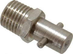 PRO-LUBE - Straight Head Angle, 1/4 NPT Brass Pin-Style Grease Fitting - 14mm Hex, 30mm Overall Height, 11mm Shank Length, Zinc Plated Finish - Americas Industrial Supply