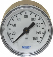 Wika - 1-1/2" Dial, 1/8 Thread, 0-160 Scale Range, Pressure Gauge - Center Back Connection Mount, Accurate to 3-2-3% of Scale - Americas Industrial Supply