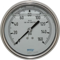 Wika - 4" Dial, 1/4 Thread, 0-160 Scale Range, Pressure Gauge - Lower Back Connection Mount, Accurate to 1% of Scale - Americas Industrial Supply