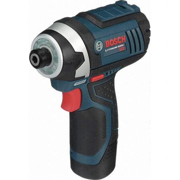 Bosch - 18 Volt, 1/4" Drive, 930 In/Lb Torque, Cordless Impact Driver - 2600 RPM, 2 Lithium-Ion Batteries Included - Americas Industrial Supply