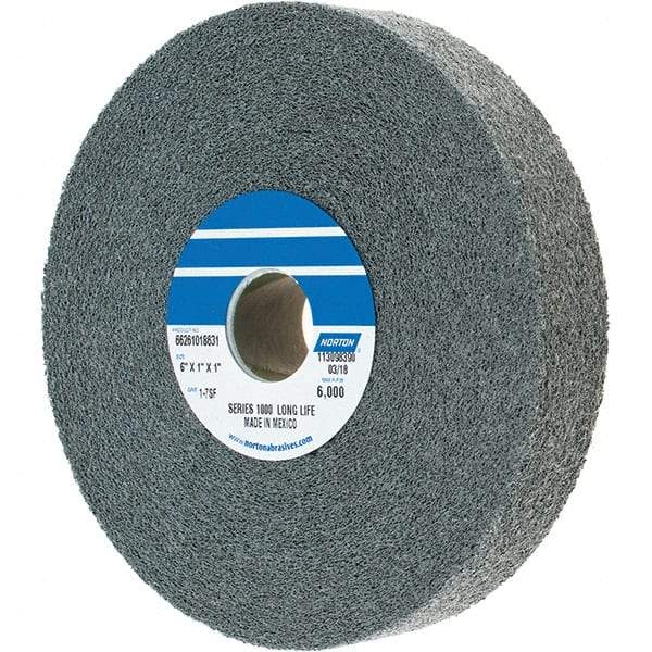 Norton - 6" Diam, 1" Face Width, 1" Center Hole, Fine Grade, Silicon Carbide Deburring Wheel - Convolute, Density 7 Grade - Americas Industrial Supply