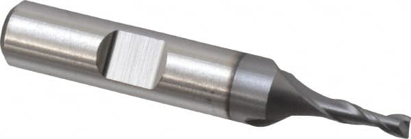 Niagara Cutter - 1/8", 3/8" LOC, 3/8" Shank Diam, 2-5/16" OAL, 2 Flute, Cobalt Square End Mill - Single End, TiCN Finish, Spiral Flute, 30° Helix, Centercutting, Right Hand Cut, Right Hand Flute, Series SP205 - Americas Industrial Supply