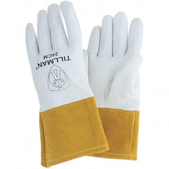 TILLMAN - Welder's & Heat Protective Gloves - 4"CFF PRL/GLD MED 1/PR TOPGRAIN KIDSKIN TIG GLVS - Americas Industrial Supply