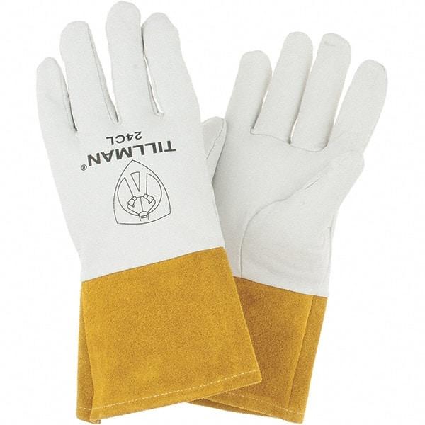 TILLMAN - Welder's & Heat Protective Gloves - 4"CFF PRL/GLD LRG 1/PR TOPGRAIN KIDSKIN TIG GLVS - Americas Industrial Supply