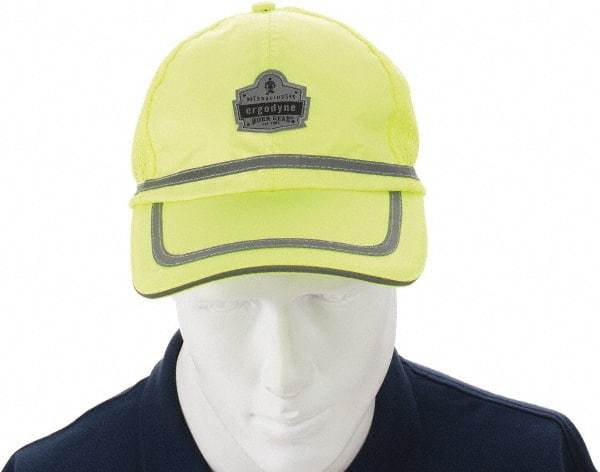 Ergodyne - Size Universal, General Purpose Baseball Cap - Lime Solid with Gray Stripe Pattern, Polyester - Americas Industrial Supply