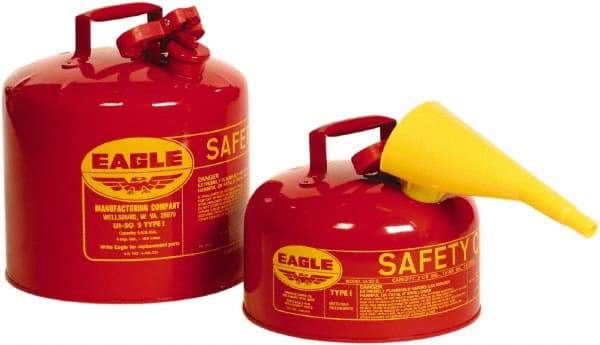 Eagle - 1 Gal Galvanized Steel Type I Safety Can - 8" High x 9" Diam, Red - Americas Industrial Supply
