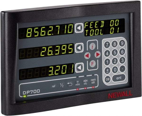 Newall - 3 Axes, Microsyn 2G & Spherosyn 2G Compatible DRO Counter - LED Display, Programmable Memory - Americas Industrial Supply