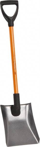 NUPLA - 11-1/2" High x 9-7/8" Wide Square Steel Shovel - 27" Long Fiberglass D-Grip Handle - Americas Industrial Supply