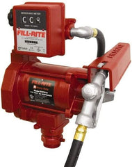 Tuthill - 20 GPM, 3/4" Hose Diam, AC Tank Pump with Manual Nozzle & 807C Meter - 1-1/4" Inlet, 3/4" Outlet, 115 Volts, 12' Hose Length, 1/3 hp - Americas Industrial Supply