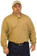 Stanco Safety Products - Size 2XL, Tan, Arc Flash, Long Sleeve Button Down Shirt - 50 to 52" Chest, 1 Pocket, Indura - Americas Industrial Supply