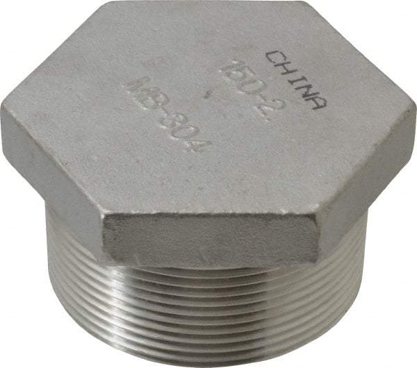 Merit Brass - 2" Grade 304 Stainless Steel Pipe Hex Head Plug - MNPT End Connections, 150 psi - Americas Industrial Supply