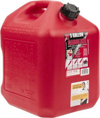 Made in USA - 5 Gal High Density Polyethylene Spill-Proof CARB Gas Can - 16" High x 10-3/4" Diam, Red - Americas Industrial Supply