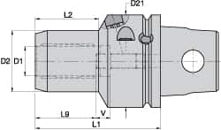 Kennametal - KM63XMZ Modular Connection, 1-1/4" Hole Diam, Hydraulic Tool Holder/Chuck - 59.69mm Nose Diam, 100mm Projection, 2.01" Clamp Depth, 15,000 RPM, Through Coolant - Exact Industrial Supply