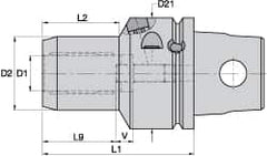 Kennametal - KM63XMZ Modular Connection, 1-1/4" Hole Diam, Hydraulic Tool Holder/Chuck - 59.69mm Nose Diam, 100mm Projection, 2.01" Clamp Depth, 15,000 RPM, Through Coolant - Exact Industrial Supply