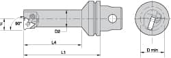 Kennametal - Insert Style LT 16NL, 90mm Head Length, Left Hand Cut, Internal Modular Threading Cutting Unit Head - System Size KM32, 17mm Center to Cutting Edge, Series LT Threading - Americas Industrial Supply