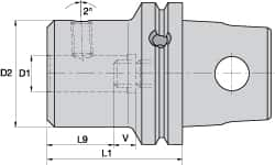 Kennametal - KM63XMZ Modular Connection, 0.7874" Inside Hole Diam, 3.1496" Projection, Whistle Notch Adapter - Through Coolant - Exact Industrial Supply