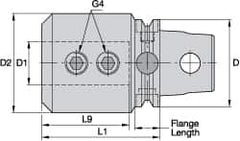 Kennametal - KM63UT Modular Connection, 1.2598" Inside Hole Diam, 3.7402" Projection, Whistle Notch Adapter - Through Coolant - Exact Industrial Supply