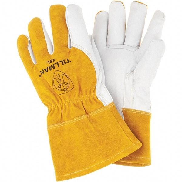 TILLMAN - Welder's & Heat Protective Gloves - MED WT GLD/WHT LRG 1PR COWHD/GOATSK MIG WELD GLV - Americas Industrial Supply