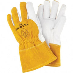 TILLMAN - Welder's & Heat Protective Gloves - MED WT GLD/WHT LRG 1PR COWHD/GOATSK MIG WELD GLV - Americas Industrial Supply