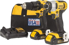 DeWALT - 9 Piece 20 Volt Cordless Tool Combination Kit - Includes 1/2" Drill/Driver & 1/4" Impact Driver, Lithium-Ion Battery Included - Americas Industrial Supply