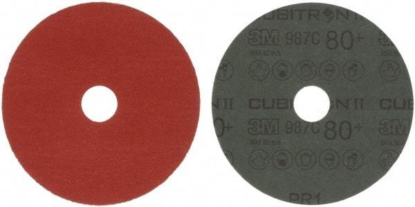3M - 5" Diam 7/8" Hole 80 Grit Fiber Disc - Medium Grade, Ceramic, 12,000 Max RPM, Series 987C - Americas Industrial Supply