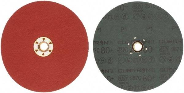 3M - 7" Diam 5/8-11 Threaded Hole 80 Grit Fiber Disc - Medium Grade, Ceramic, 8,600 Max RPM, Series 987C - Americas Industrial Supply