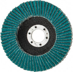 3M - 36 Grit, 4-1/2" Disc Diam, 7/8" Center Hole, Type 27 Zirconia Alumina Flap Disc - 13,300 Max RPM, Cloth Backing, Arbor Attaching System, Coated - Americas Industrial Supply