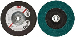 3M - 40 Grit, 7" Disc Diam, 5/8-11 Center Hole, Type 27 Zirconia Alumina Flap Disc - 8,600 Max RPM, Cloth Backing, Arbor Attaching System, Coated - Americas Industrial Supply