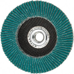 3M - 40 Grit, 4-1/2" Disc Diam, 5/8-11 Center Hole, Type 27 Zirconia Alumina Flap Disc - 13,300 Max RPM, Cloth Backing, Arbor Attaching System, Coated - Americas Industrial Supply