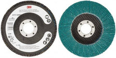 3M - 80 Grit, 4-1/2" Disc Diam, 7/8" Center Hole, Type 27 Zirconia Alumina Flap Disc - 13,300 Max RPM, Cloth Backing, Arbor Attaching System, Coated - Americas Industrial Supply
