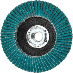 3M - 36 Grit, 4-1/2" Disc Diam, 5/8-11 Center Hole, Type 29 Zirconia Alumina Flap Disc - 13,300 Max RPM, Cloth Backing, Arbor Attaching System, Coated - Americas Industrial Supply