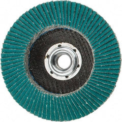 3M - 60 Grit, 4-1/2" Disc Diam, 5/8-11 Center Hole, Type 29 Zirconia Alumina Flap Disc - 13,300 Max RPM, Cloth Backing, Arbor Attaching System, Coated - Americas Industrial Supply